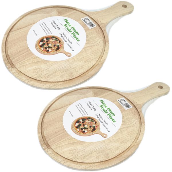 2 x Pizza Board - Serving Plate - Cutting Board - Premium Meranti Wood