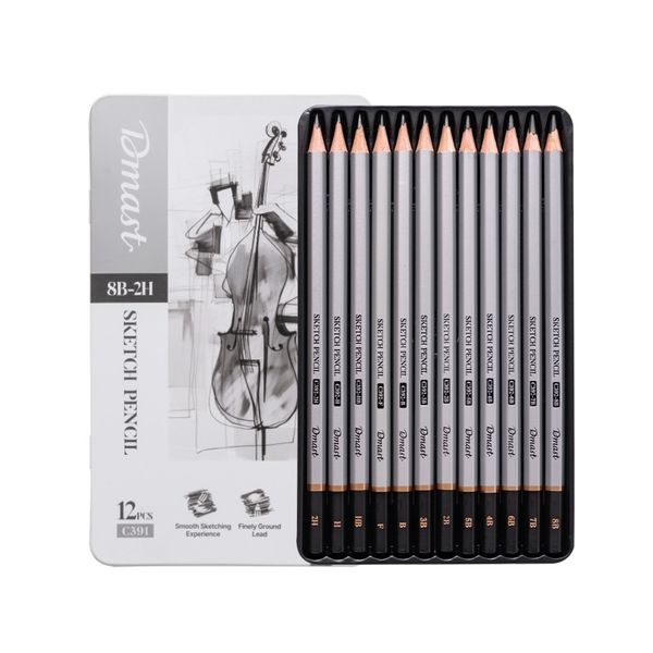 Dmast Sketch Pencil Set 12's in Metal Case