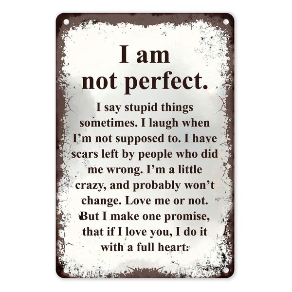 A4 Metal Tin Poster - I Am Not Perfect (Inspirational Quote Wall Décor)