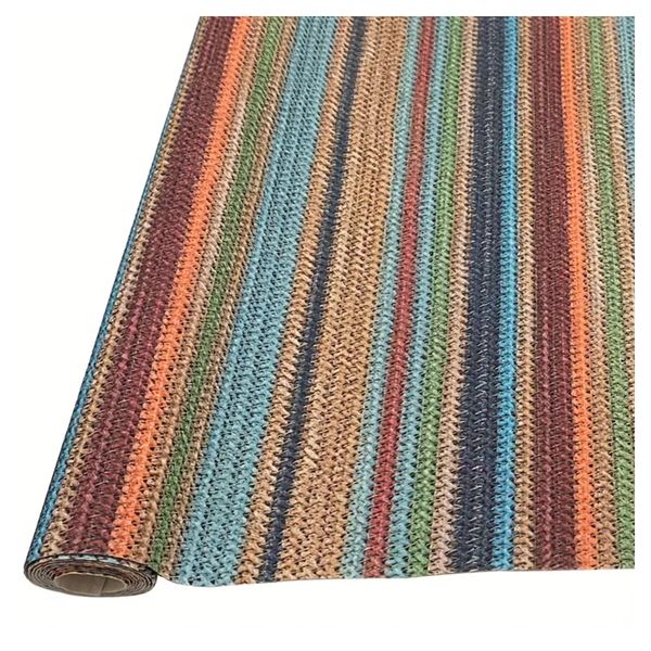 Craft DIY Multicolor Striped Woven Faux Leather Fabric (138 x 100cm)