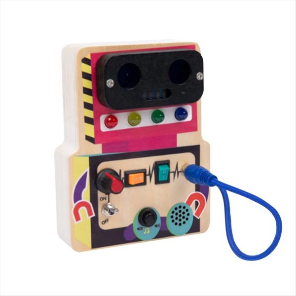 Busy Board with Led Light Wooden Traffic Light Robot Busy Board