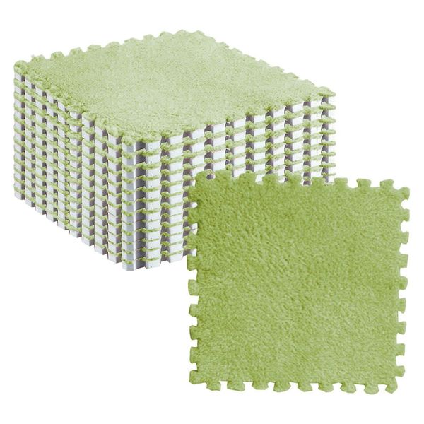16 Pieces Plush Foam Puzzle Mat Tiles Soft Interlocking Carpet Tiles