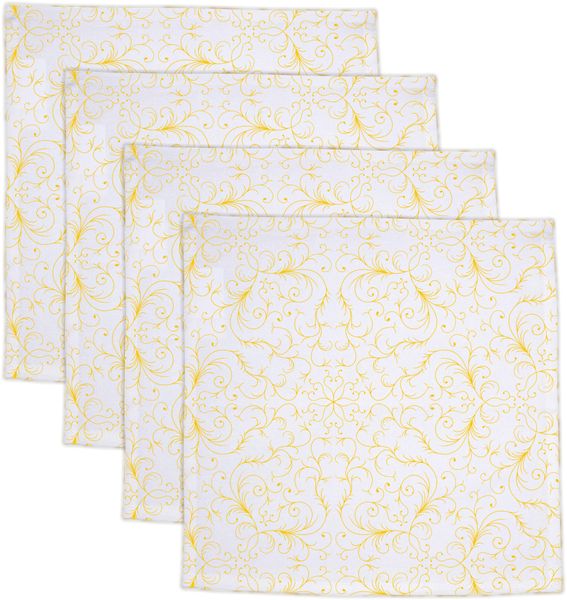 Pappa Joe - Printed Cloth Serviettes - Napkins - Golden Flower Design