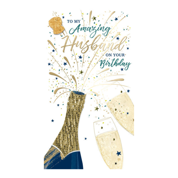 Greeting Card - Husband Birthday - champagne
