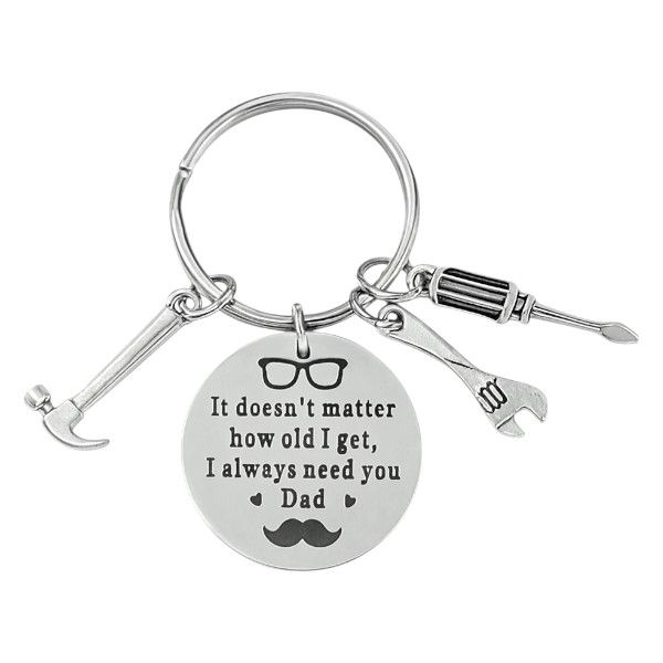 Stainless Steel Keyring With Heartfelt Message For Fathers - Silver