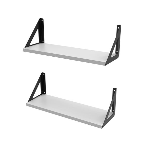 010Products Wall Mount 2 Shelf Set for Living Room/ Bathroom/ Bedroom/ Kitchen - Woodgrain