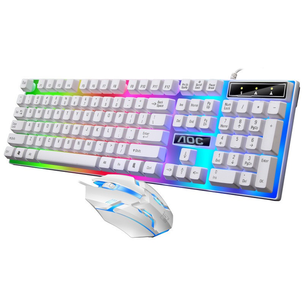 USB Wired Gaming Keyboard Mouse Combos Set with RGB Light