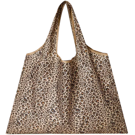 Leopard Printed Oversized Shopper Tote Bag - Brown Image