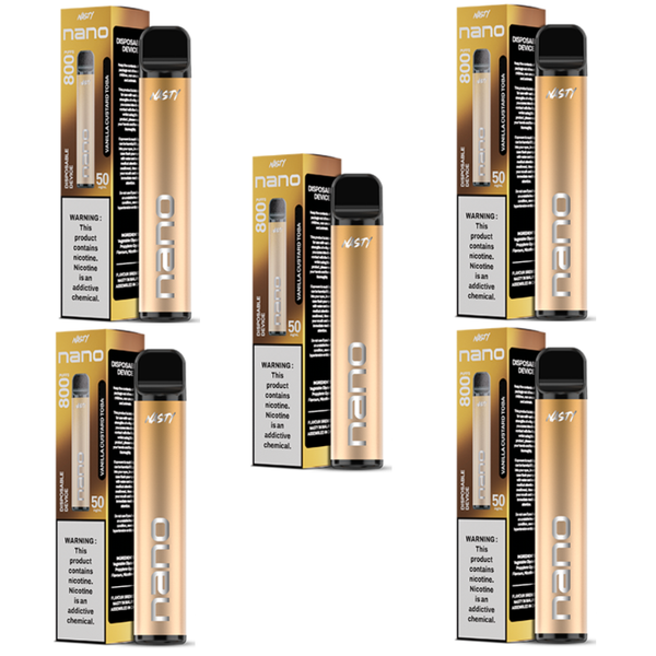 NASTY Nano 800 Puffs Disposable Vape 50mg - Vanilla Custard Toba - 5 Pack
