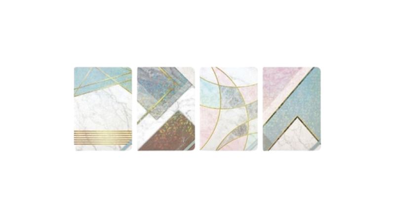 4 Piece Set Ceramic Design Hardcover Notebook - 14.5 × 10.5 cm (144 Pages)