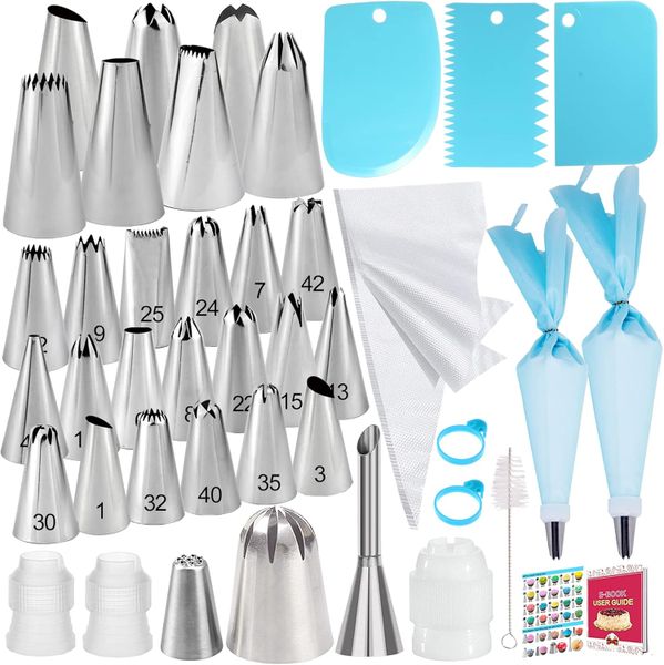 50 Pieces Cake Decorating Supplies Kit, Piping Bags and Tips Set
