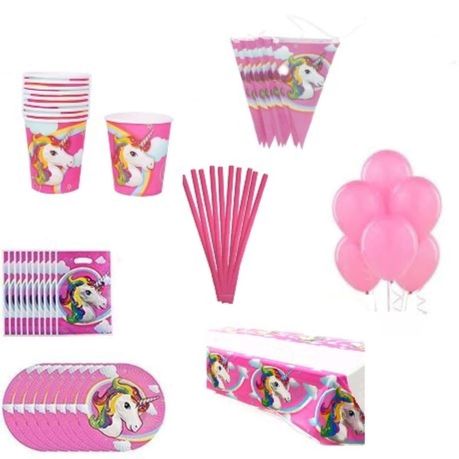 Rainbow Unicorn Birthday Party Supplies Pack | 66 Pieces | Serves 8 Guests