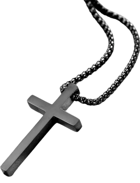 Men's Black Cross Charm Necklace