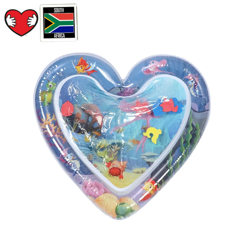 Tummy Time Water Baby Play Mat, Inflatable Heart - With Magnet and Sticker Image