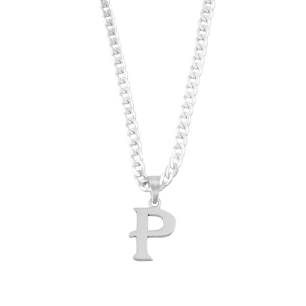 Silver P Initial Necklace