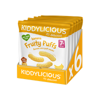 Kiddylicious - Strawberry Fruity Puffs - Multi Pack - 6 x 12g, Shop Today.  Get it Tomorrow!