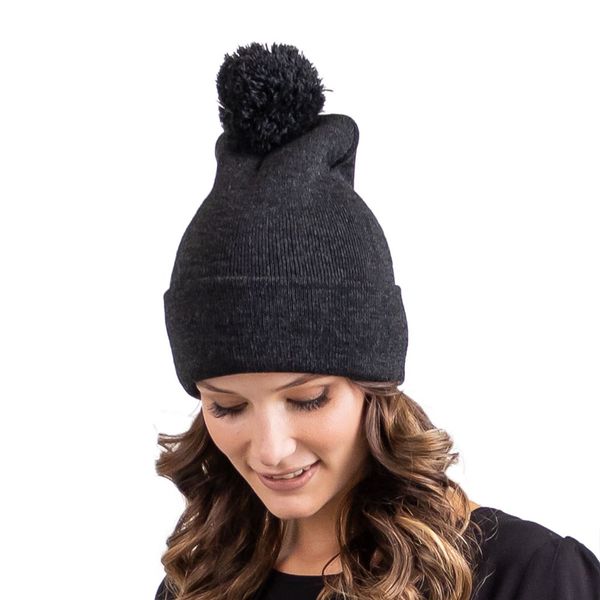 Holmes Bros-Ladies-HolmesPomPom Beanie-Charcoal Melange