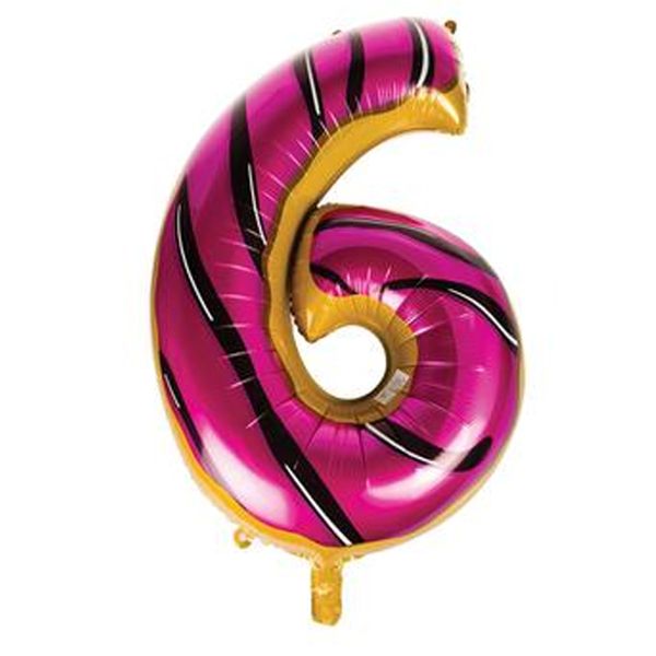 Balloon Donut Number '6' Helium Foil - 101cm