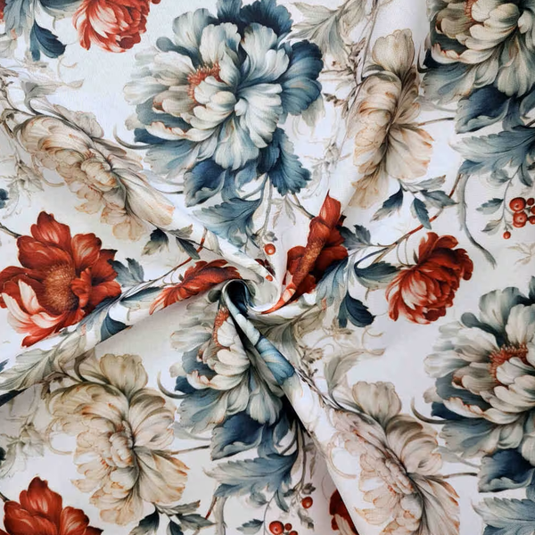 White Floral Rectangular Table Cloth