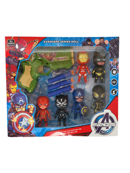 Avengers Doll Series Set With Air Gun And Six Action Figures