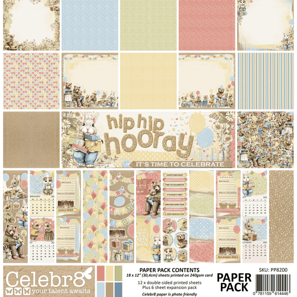 Hip Hip Hooray Paper Pack (18 Sheets)