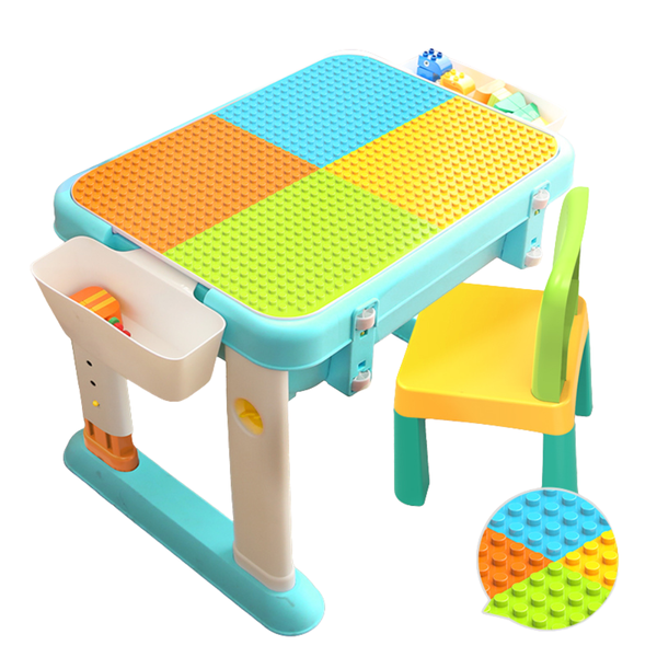 Feelo - Multi-Functional Building Blocks Table &amp; Chair for Kids - 55 Pieces