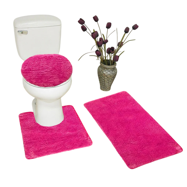 Toilet Mat Set CY CHAOYI - Pink - 3-Piece