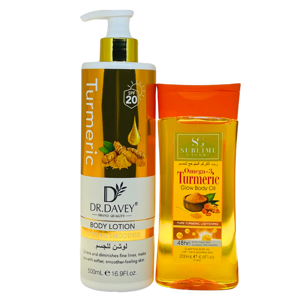 Dr Davey Turmeric Body Lotion + Sublime Galore Turmeric Glow Body Oil