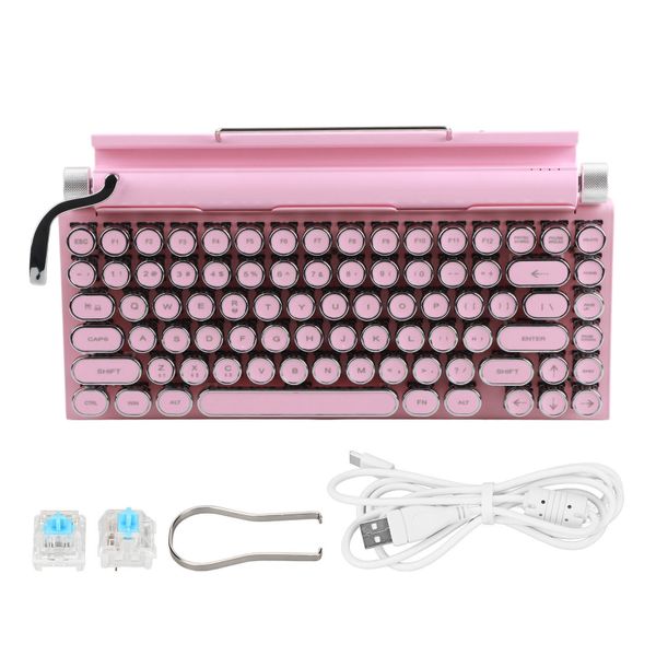 Typewriter Keyboard Retro 83 Key Bluetooth Pink
