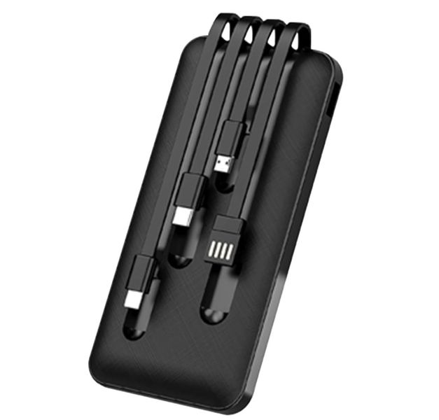 20000 mAh LED Display Power Bank with Cables BLACK