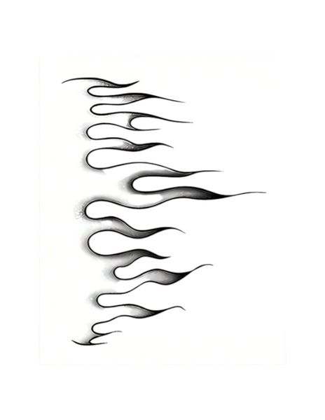 1 Piece - Gradient Flame Streaks Design Temporary Tattoo Set - Black