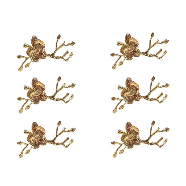 Plum Blossom Design Napkin Holder Napkin Ring Decoration -Golden