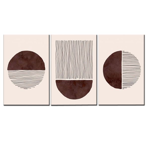 Canvas -Art-3 Pieces Nuetral Bohemian Style Modern Abstract Wall Art