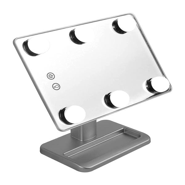 6 LED Lamp Mirror with a Storage Pedestal