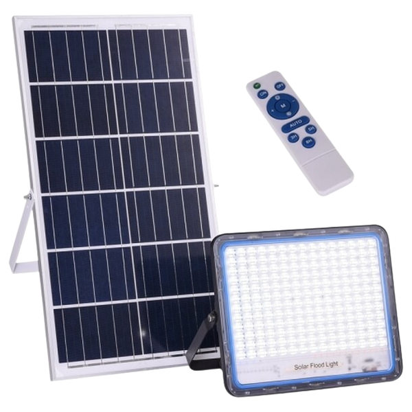 TM - 400W Solar Powered LED Flood Light With Panel &amp; Remote - Lens Circle