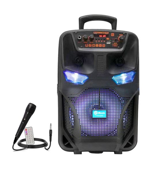 8" Portable Wireless Speaker With Mic Heavy Bass, LED Light, QS5805