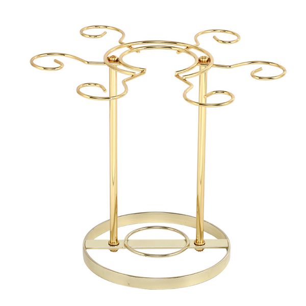 Metal Scrollwork Design Tabletop Wine Glass Holder Storage Rack with 6 Hook