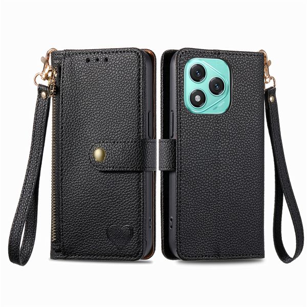 RFID Zip Leather Wallet Case Compatible With Honor 400 Lite Cover