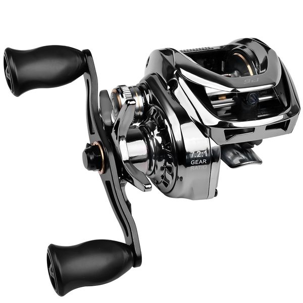 PROBEROS P6 Plated Baitcast Reel - 7.2:1 Gear Ratio, 5+1BB with Drag Alarm