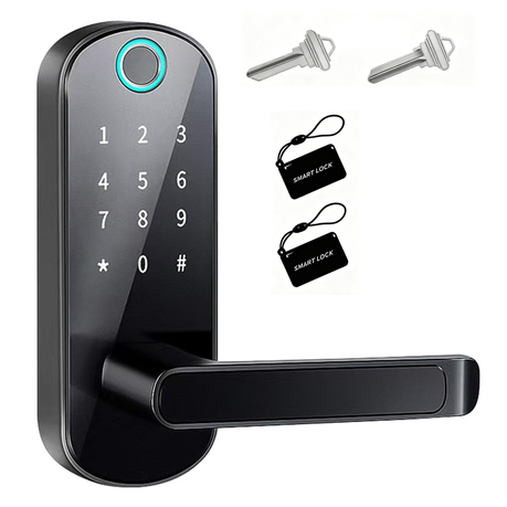 Fingerprint Smart Door Lock with App, PIN, RFID Card & Key Access