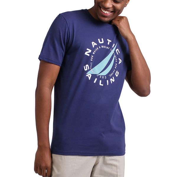 Nautica-V15904 S/S Jclass Circle Tee-Satellite Blue