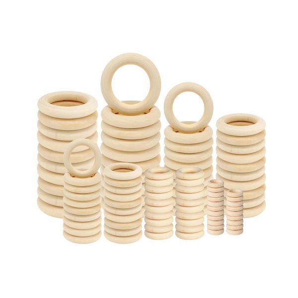 100Pieces Unfinished Wooden Rings for Crafts Wood Rings for DIY Jewelry