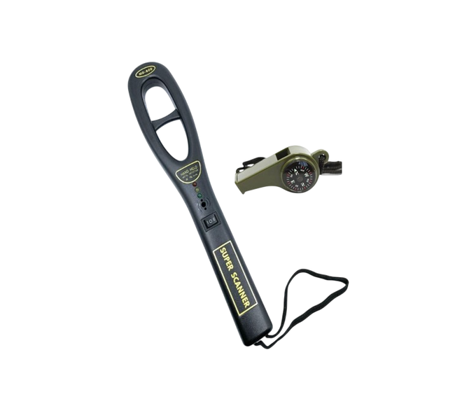 Handheld Security Vibration Metal Detector Super Scanner + Whistle Blower