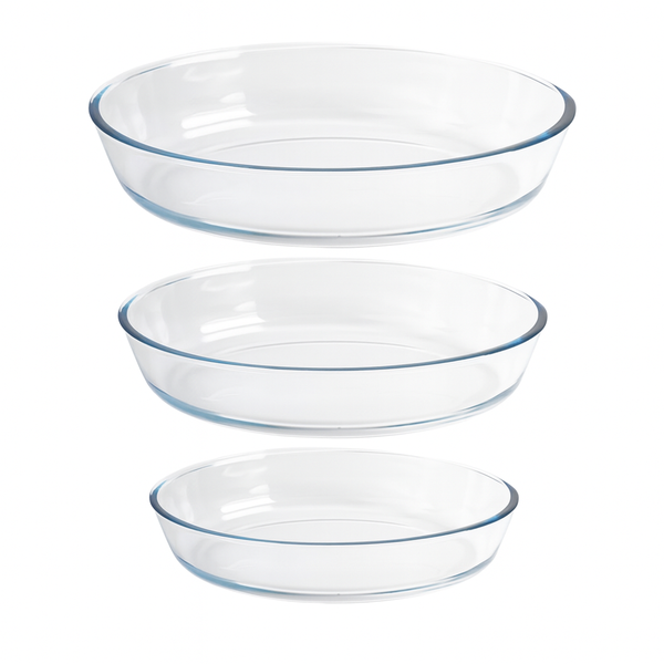 Oval Glass Baking Tray - Transparent Pack of 3