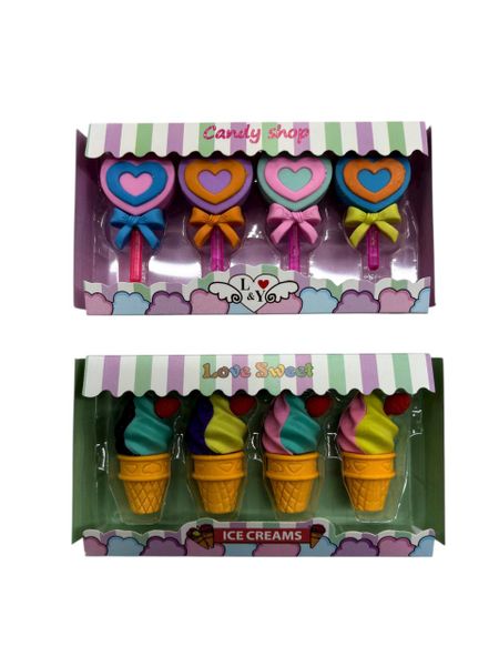 Eraser Gift Set - Ice-Cream &amp; Sweet Heart Erasers (8-Pack)