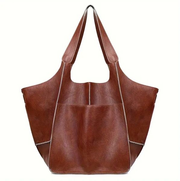 Oversized Leather Tote Bag Huge Capacity Work Hobo Pu Leather Bucket Purse