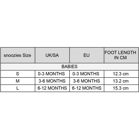 Snoozies slippers size discount chart