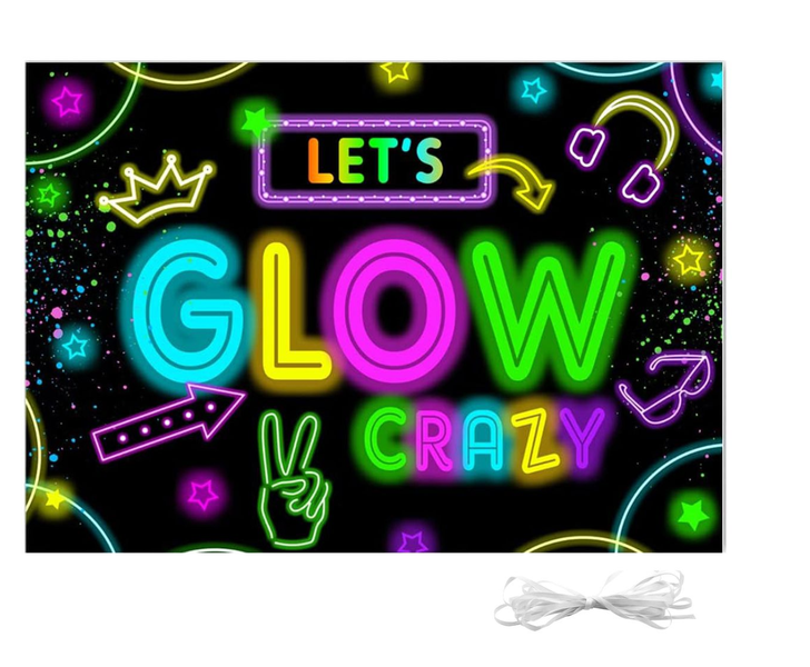 Neon Party Decorative Banner with Photographic Background - 2.1 x 1.5cm