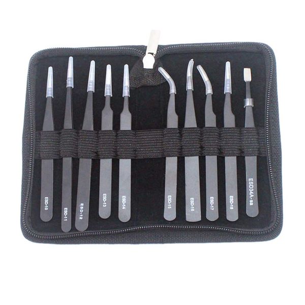 Killer Deals 10-Piece Stainless Steel Anti-Static Precision Tweezer Set