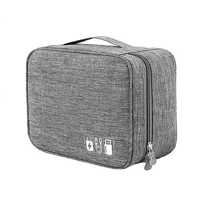 Travel Universal Accessories Organizer Bag for Chargers Cables - Grey